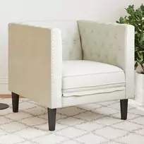 Sofa Chesterfield krėslas, kreminės spalvos, aksomas