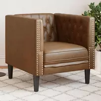 Sofa Chesterfield krėslas, rudos spalvos, dirbtinė versta oda