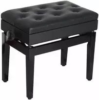 HOMCOM pianino suoliukas su daiktadėže, makiažo kėdutė, reguliuojamo aukščio, 54,5x33x48-58 cm