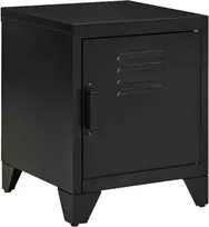 HOMCOM Naktinis staliukas Naktinė spintelė Miegamasis Naktinis staliukas su reguliuojama lentyna Durelės Naktinis staliukas Pramoninis dizainas Metalinis juodas 50 x 40 x 47,5 cm