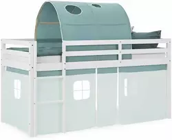 Homestyle4U Dviaukštė lova, 207.5x160x99.5 cm, balta, žalia