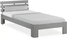 Homestyle4U Viengulė lova, medinė pušies lovos rėmas, 94,5x204,5x66,7 cm, pilka