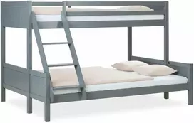 Homestyle4U Dviaukštė lova, 207x139x146.5 cm, pilka