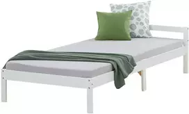 Homestyle4U Lova, tvirtas pušies medienos rėmas, 96x206 cm, balta