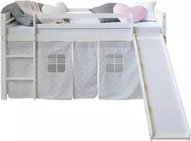 Homestyle4U Vaikiška aukšta lova, 207.5x110x219.5 cm, balta