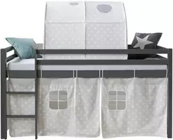 Homestyle4U Vaikiška aukšta lova, 207.5x161.5x96.5 cm, pilka