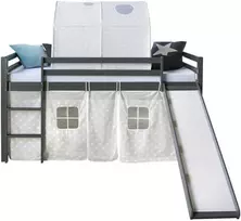 Homestyle4U Vaikiška aukšta lova, 207.5x161.5x219.5 cm, pilka