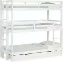 Homestyle4U Dviaukštė lova, 205x103x203 cm, balta