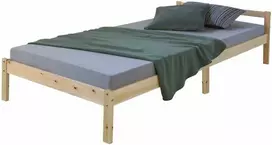 Homestyle4U Viengulė lova, 96x206 cm, ruda