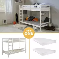 Homestyle4U Dviaukštė lova, 207x150x96 cm, balta