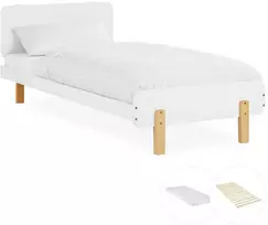 Homestyle4U Viengulė lova, 95x76.5x209 cm, balta