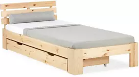 Homestyle4U Viengulė lova, 94.5x204.5x66.7 cm, ruda