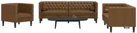 Sofa Chesterfield sofų komplektas su pagalvėlėmis, 3 dalių, rudas
