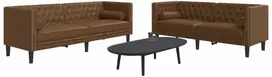 Sofa Chesterfield sofų komplektas su pagalvėlėmis, 2 dalių, rudas
