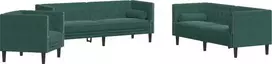 Sofa Chesterfield sofų komplektas su pagalvėlėmis, 3 dalių, žalia