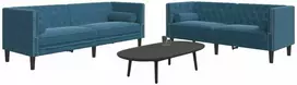 Sofa Chesterfield sofų komplektas su pagalvėlėmis, 2 dalių, mėlynas