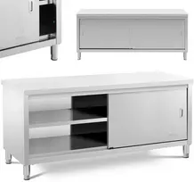 Royal Catering Nerūdijančio plieno gastronominė laisvai pastatoma spintelė, stumdomos durys, 200x70cm
