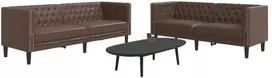 Sofa Chesterfield sofų komplektas, 2 dalių, rudas, dirbtinė oda