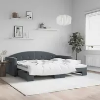 Sofa Lova su ištraukiama dalimi, tamsiai pilka, 90x190cm, aksomas