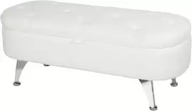 HOMCOM Suolas su daiktadėže, minkštas suolas su dangčiu, lovos suolas su pliušinio aksomo išvaizda, skirtas prieškambario miegamajam ir svetainei, metalinis rėmas 114 x 47 x 46,5 cm Baltas