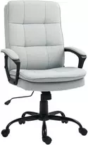 "HOMCOM" biuro kėdė Ergonomiška biuro kėdė su porankiais, reguliuojamo aukščio pasukama kėdė su supimo funkcija, lino išvaizdos, minkšta kompiuterio kėdė, pilka