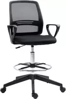 "Vinsetto" darbo kėdė Ergonomiška sukamoji kėdė, biuro kėdė, reguliuojamo aukščio stovėjimo pagalbinė priemonė, atrama kojoms, metalinė, juoda, 59,5x60x102,5-126 cm