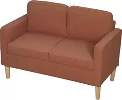HOMCOM Sofa 2 sėdimų vietų maža sofa su porankiu, daiktadėžė, šiuolaikiška minkšta sofa, medinės kojos, pagalvėlės, svetainės sofa, miegamasis, 117 x 63 x 79 cm, rausva