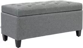 HOMCOM Suolas Minkštas suolas su daiktadėže Suolas su daiktadėže Prieškambaris Miegamasis Miegamasis Svetainė Lininis poliesteris Gummedis Šviesiai pilka 100 x 40 x 44 cm