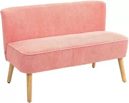 HOMCOM 2 vietų minkšta sofa Dvigulė sofa Dvivietė sofa iš poliesterio putų, panaši į virvę, skirta svetainei, miegamajam 117 x 56,5 x 77 cm rožinė