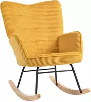 Fotelis HOMCOM supamoji kėdė, krėslas su avikailio imitacijos apdaila, porankiais, medinėmis kojelėmis, poilsio kėdė svetainei, miegamajam, geltona