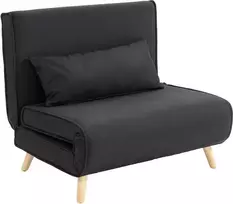 Homcom Sofa-lova, 2-in-1 sofa su lovos funkcija, dekoratyvinės pagalvėlės, sulankstomas fotelis su reguliuojamu atlošu, lininės išvaizdos, iki 350 kg, juoda