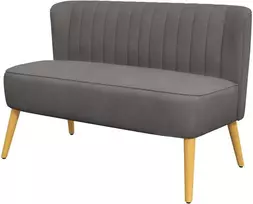 HOMCOM 2-vietė sofa, dvivietis suolo tipo krėslas, linų audinio išvaizda, medinės kojelės, iki 150 kg, tamsiai pilka, 117 x 56,5 x 77 cm