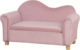 HOMCOM Vaikiška sofa su daiktadėže Rausva vilnonė dvivietė 3-5 metų 84x41.5x48.5cm
