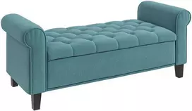 Homcom Minkštas suolas su daiktadėže iki 120 kg - žalias 126 x 48,5 x 47 cm