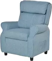 HOMCOM Vaikiška sofa Vaikiška sofa su reguliuojamu atlošais ir atramomis kojoms, mėlyna, skirta 3-5 metų vaikams, 58x53x70cm