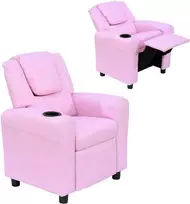 HOMCOM vaikiška sofa atlenkiama funkcija vaikiškas fotelis 3-6 metų rožinis puodelio laikiklis 62x56x69cm