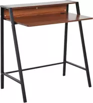 Homcom Rašomasis stalas su laikymo skyriumi ir anga kabeliams, metalinis riešutmedžio riešutas, 84x45x85 cm