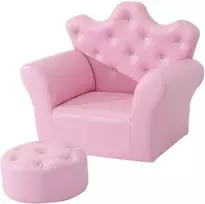 HOMCOM Mergaičių fotelis Minkšta sofa Krištoliniai mygtukai Taburetė Rožinė Jauki nuo 3 metų 58x40.5x49cm