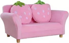 Homcom Vaikiška sofa braškių spalvos vaikų kambariui