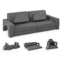 10 dalių modulinė sofa vaikams Eko oda, Pilka