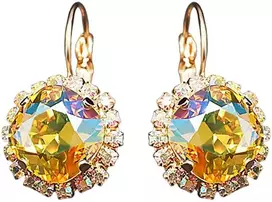 Diamond Sky Jewelry Auskarai moterims DiamondSky „Glare III (Light Topaz Shimmer)“ su Swarovski kristalais