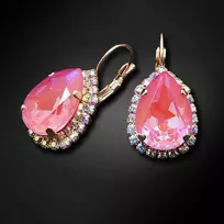 Diamond Sky Jewelry Auskarai moterims DiamondSky „Crystal Drop III (Lotus Rožinė DeLite)“ su Swarovski kristalais