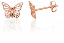 Auksiniai auskarai moterims Diamond Sky "Golden Butterfly VIII"
