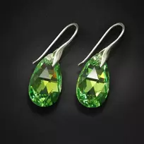 Diamond Sky Jewelry Sidabriniai auskarai moterims DiamondSky „Baroque (Peridot AB)" su Swarovski kristalais