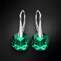 Diamond Sky Jewelry Sidabriniai auskarai moterims DiamondSky „Marianne (Emerald)“ su Swarovski kristalais