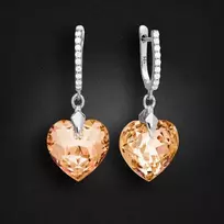 Diamond Sky Jewelry Sidabriniai auskarai moterims DiamondSky „Romantic Heart III R (Colorado Topaz)“ su Swarovski kristalais