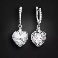 Diamond Sky Jewelry Sidabriniai auskarai moterims DiamondSky „Romantic Heart III R“ su Swarovski kristalais
