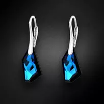 Diamond Sky Jewelry Sidabriniai auskarai moterims DiamondSky „Hyperborea (Bermuda Mėlyna)“ su Swarovski kristalais