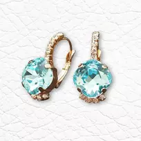 Diamond Sky Jewelry Auskarai moterims DiamondSky „Crete (Aqua Bohemica)“ su Preciosa kristalais