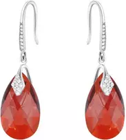 Diamond Sky Jewelry Sidabriniai auskarai moterims DiamondSky „Baroque III (Raudona Magma)“ su Swarovski kristalais